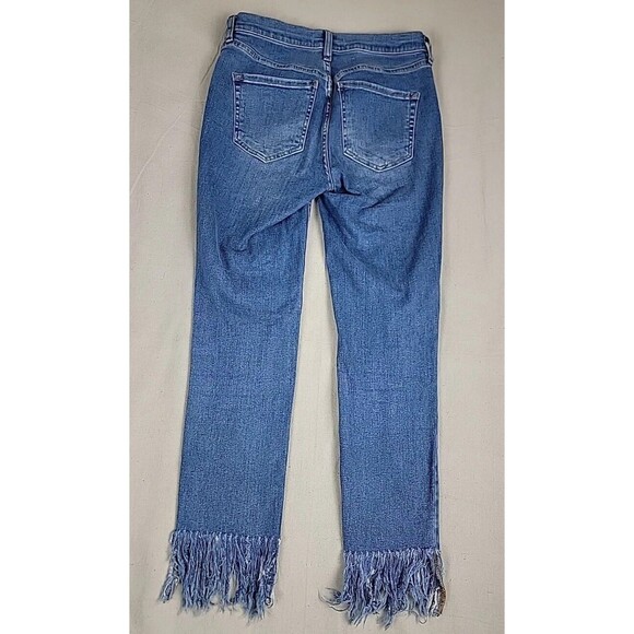 We The Free Jeans Womens 28x26 Crop Distressed Blue Mid Rise Frayed Stretch Boho - Picture 14 of 14
